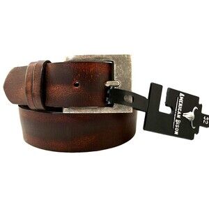 American Bison 100% Genuine Leather Dark Brown Belt Mens Size 32 Top Grain